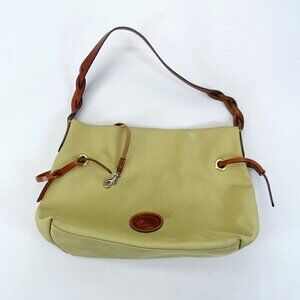 Vintage Dooney & Bourke Canvas Satchel Purse‎ Tan Nylon Leather Braided Handle